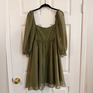 *NWT* Storia Swiss Dot Green Baby Doll Tulle Dress - Women’s L
